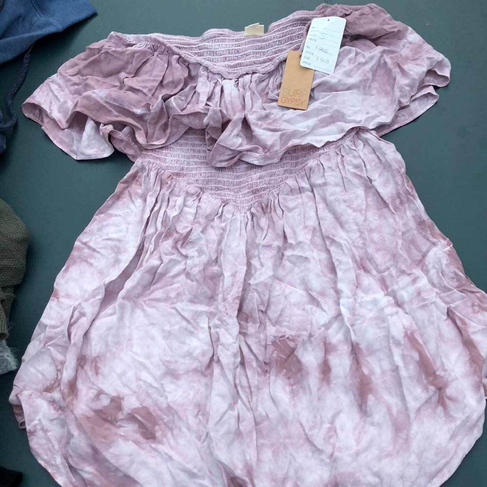 Tie dye mauve and white romper